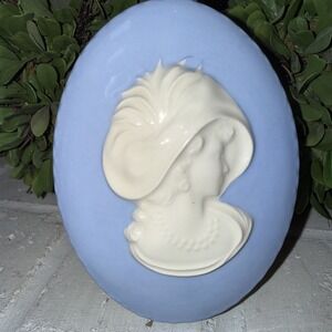 Vintage Bell Ceramics Blue Cameo Jasperware Wall Pockets MCM Glossy